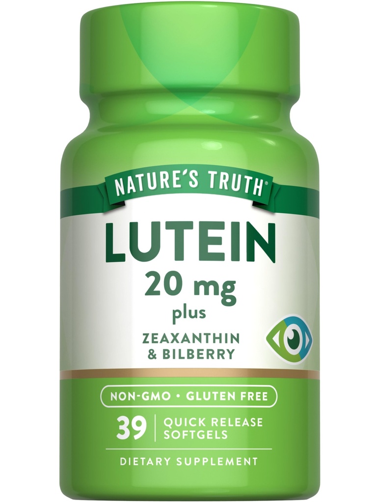 Naturens Sanning Lutein och Zeaxanthin | 20 mg | 39 Softgels | med Bilberry | Non-GMO & Gluten fri tillägg