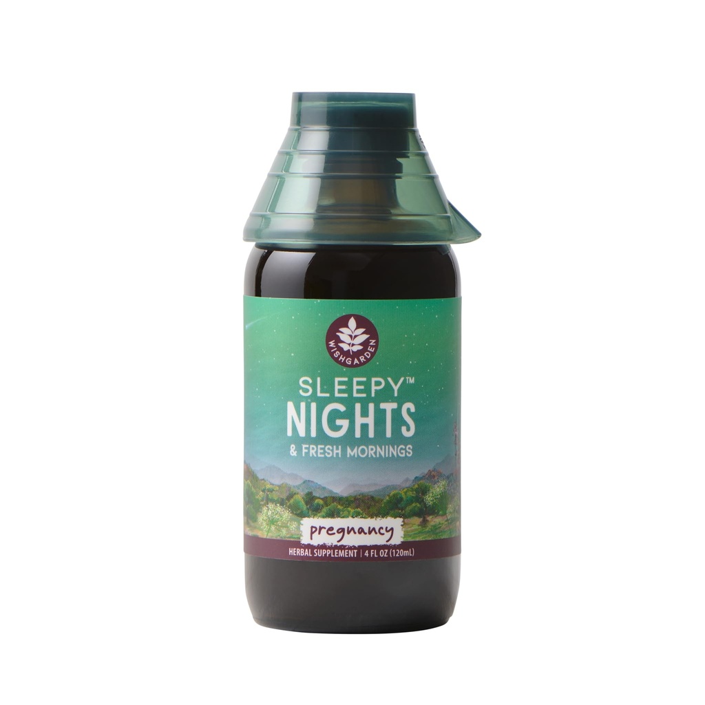 WishGarden Herbs Sleepy Nights for Pregnancy - Plant-Based Herbal Sleep Aid Safe for Pregnant Moms, Organic Sleep Tincture med Chamomile & Scullcap Supports Restful Sleep utan Melatonin, 4oz