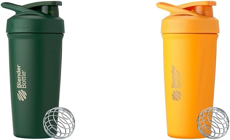 BlenderBottle 24-Ounce Stainless Steel Shaker Cup Bundle med Wire Whisk - Skog och Mango