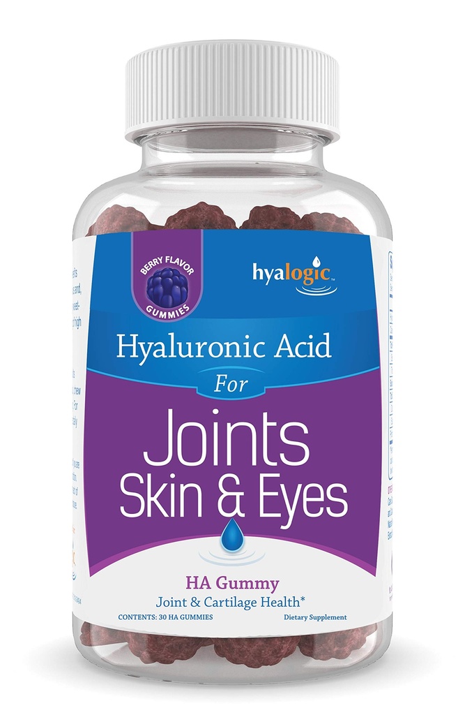 Hyalogic Hyaluronic Acid Gummies Mixed Berry Flavor HA Gummies - Gluten-Free Gummy Vitaminer för vuxna - HA Supplement för gemensamma, hud och ögon (30 greve)
