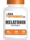 BulkSupplements.com Melatonin 10 mg Softgels - Melatonin för vuxna, Sleep Supplement - 10mg Melatonin per servering, Gluten Free, 1 Softgel per servering, 120 greve (Pack av 1)