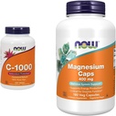 NOW Supplements, Vitamin C-1000 med Rose HIPS, Sustained Release, Antioxidant Protection *, 250 tabletter och tillskott, Magnesium 400 mg, Enzyme Function *, Nervous System Support *, 180 Veg Capsules