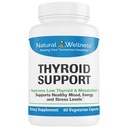 Natural Wellness Thyroid Support - jod, selen & L-tyrosin tillskott för hälsosam sköldkörtelfunktion, energi och metabolism - sköldkörtelstöd för kvinnor och män - 60 vegetariska kapslar
