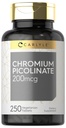 Carlyle Chromium Picolinate 200mcg | 250 vegetariska tabletter | Hög Absorption | Icke-GMO, Gluten fri tillägg