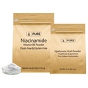 PURE ORIGINAL INGREDIENTS Hyaluronic Acid och Niacinamide Bundle, Olika storlekar, Flush-Free, Fina pulver