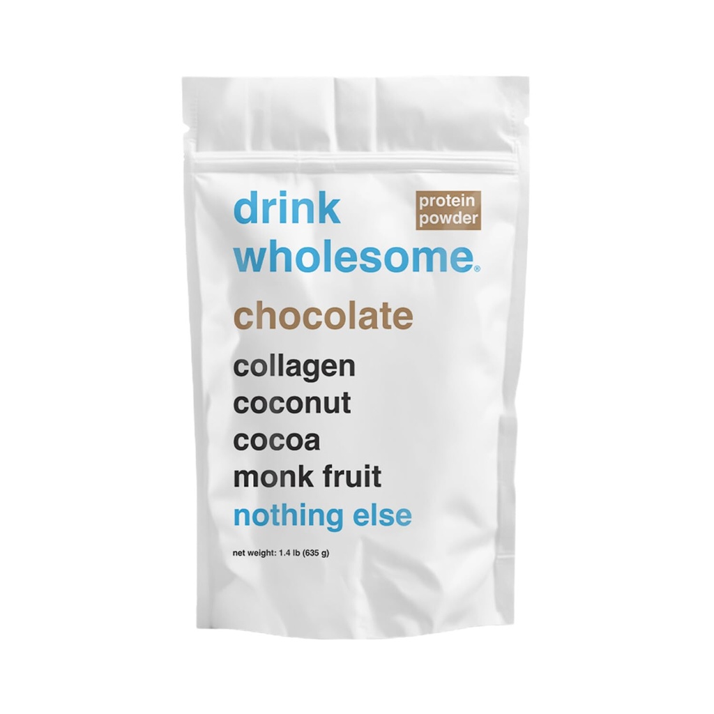 Drick hälsosam Chocolate Collagen Protein Powder | för känsliga magar | Gut Friendly | Additive & Dairy Free | Inga konstgjorda sötningsmedel | Inget uppblåsthet, fjärilar eller gas | Inget förstoppning eller diarré