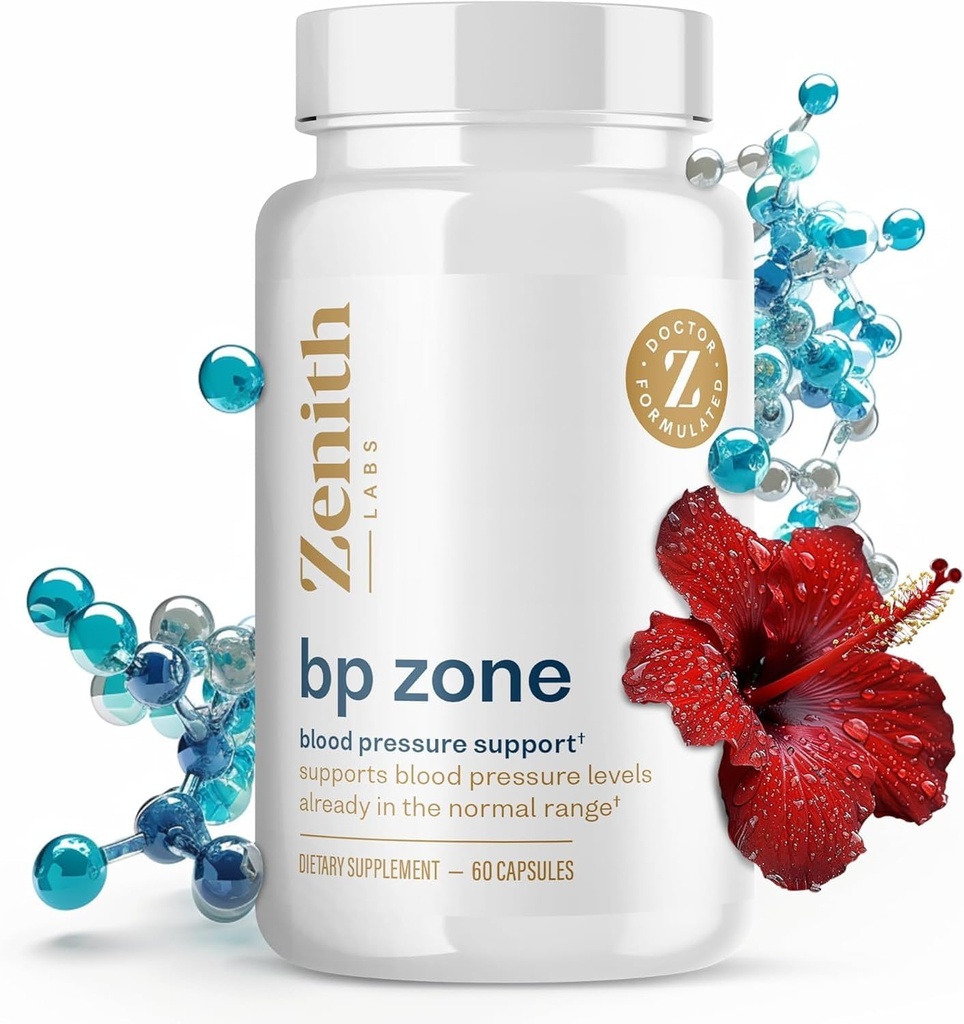 Zenith Labs BP Zone - Natural Blood Flow Supplement - Herbal Extract Pills - Avancerad Formel med Saffron Crocus, Hibiscus, Garlic, CoQ10 och Magnesium