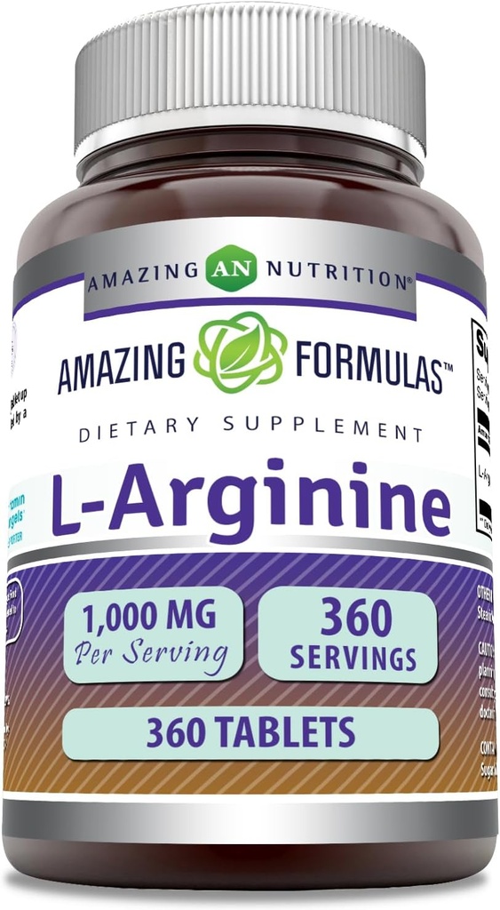 Fantastiska Formler L-Arginine Supplement | 1000 Mg Per Servering | Tabletter | Amino Acid Supplement för kvinnor och män | Non-GMO | Gluten Free | Made in USA (360 Count)