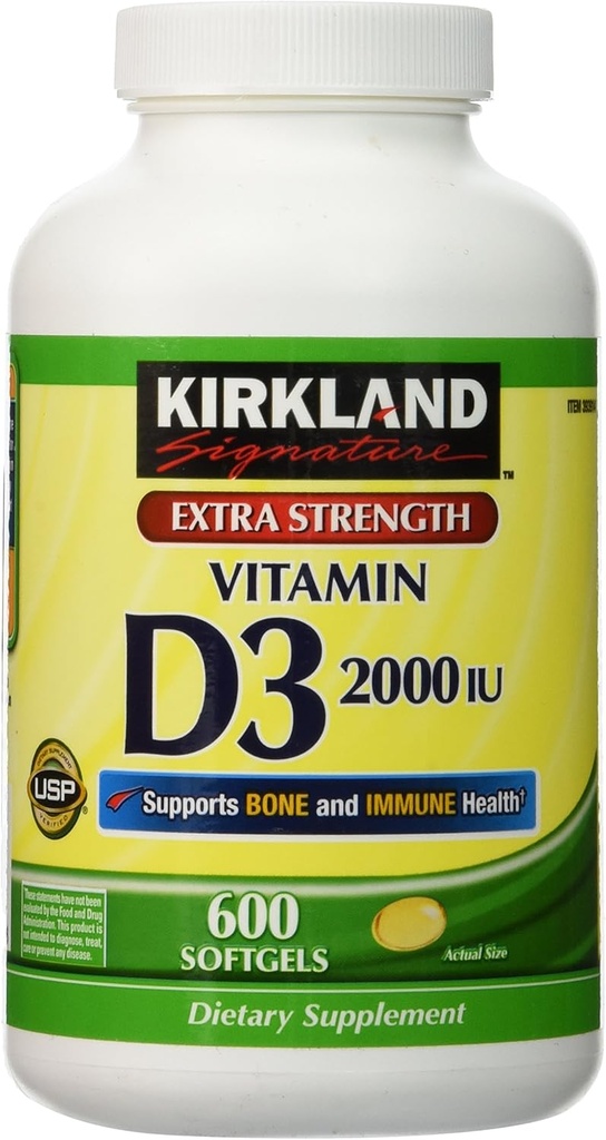 Kirkland Extra Strength Vitamin D-3 2000 IE 600 Soft Gels