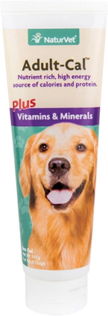 NaturVet Adult-Cal Nutritional Gel Plus Vitaminer & Mineraler för hundar, 5 oz Gel, Made in USA