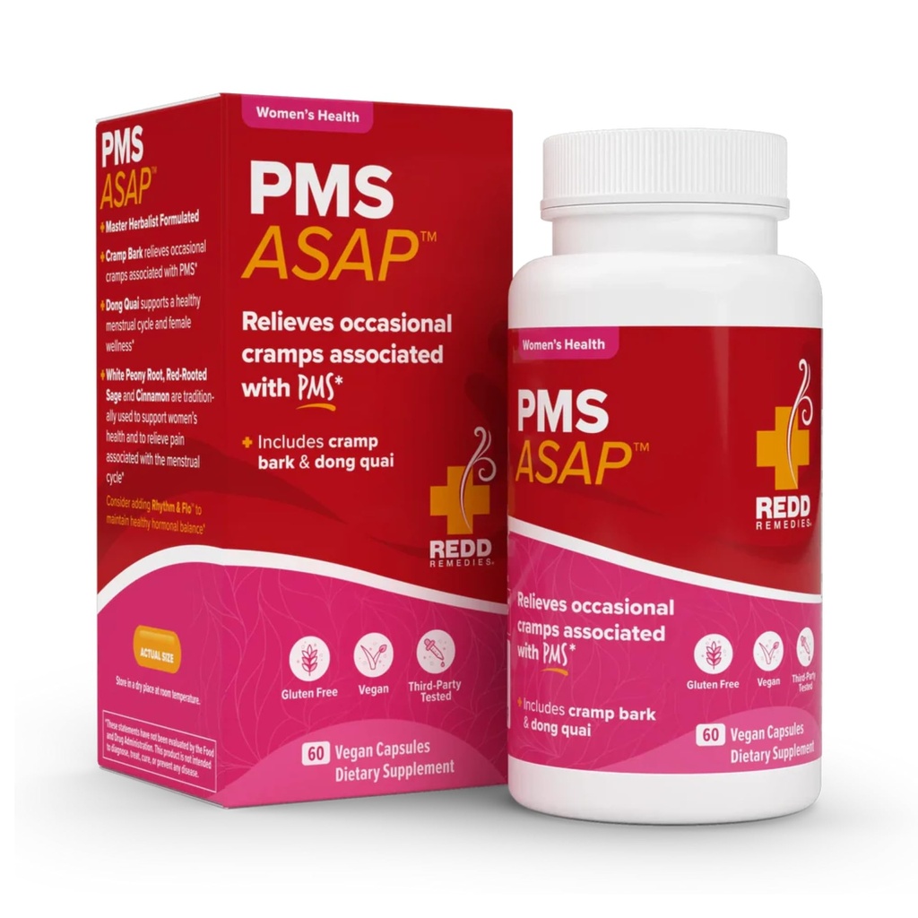 Redd Remedies, PMS ASAP, Includes Cramp Bark & Dong Quai, 60 Vegan Capsules