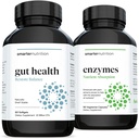 Smartare Gut Health Probiotics - Superior Digestive & Immune Support + Smarter Nutrition Enzymes - Dagliga Digestivehjälpmedel med 16 olika naturliga enzymer