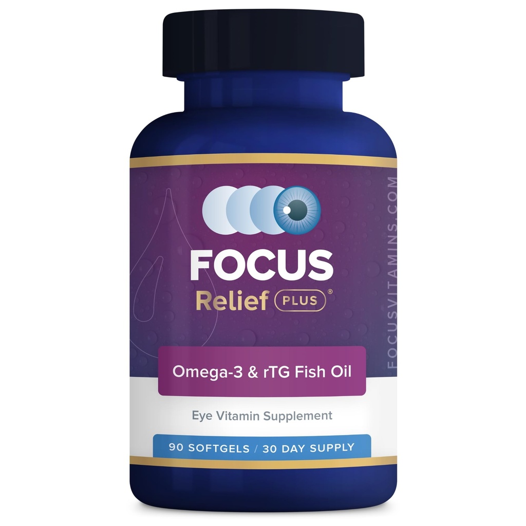 Focus Relief Plus Dry Eye Formel (90 ct 30 Day Supply) Dry Eye Omega 3 Supplement - Dry Eye Relief Supplement -Omega 3 Fish Oil för torrt öga