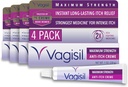 Vagisil Maximal Styrka Feminin Anti-Itch Cream med Benzocaine för kvinnor, hjälper till att lindra jästinfektionsirritation, gynekolog testad, snabbverkande, lugnar och Cools Skin, 1 uns (Pack of 4)