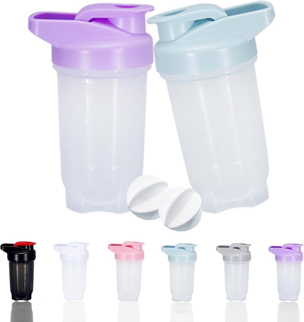 Shaker Bottle Protein Shakes Cup och 10-Ounce/300ML Shaker-Bottle med Whisk Balls, Protein Shaker- Bottles Set, Non-BPA-plast (Bule+Purple(2PCS))
