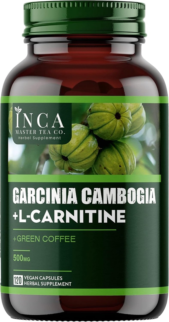 INCA MASTER TEA - 1600mg Garcinia Cambogia & L-Carnitine Complex - Belly Fat Burner för kvinnor och män - 120 hög potensdietpiller - Snabbt agerande bästa hungersuppressant för din Fitness