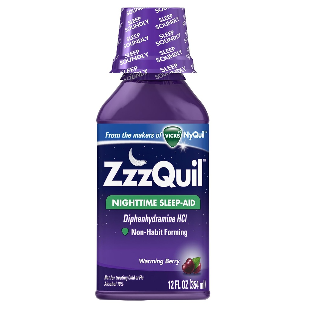 ZzzQuil Nighttime Sleep-Aid Liquid Warming Berry smak 12 Fl Oz