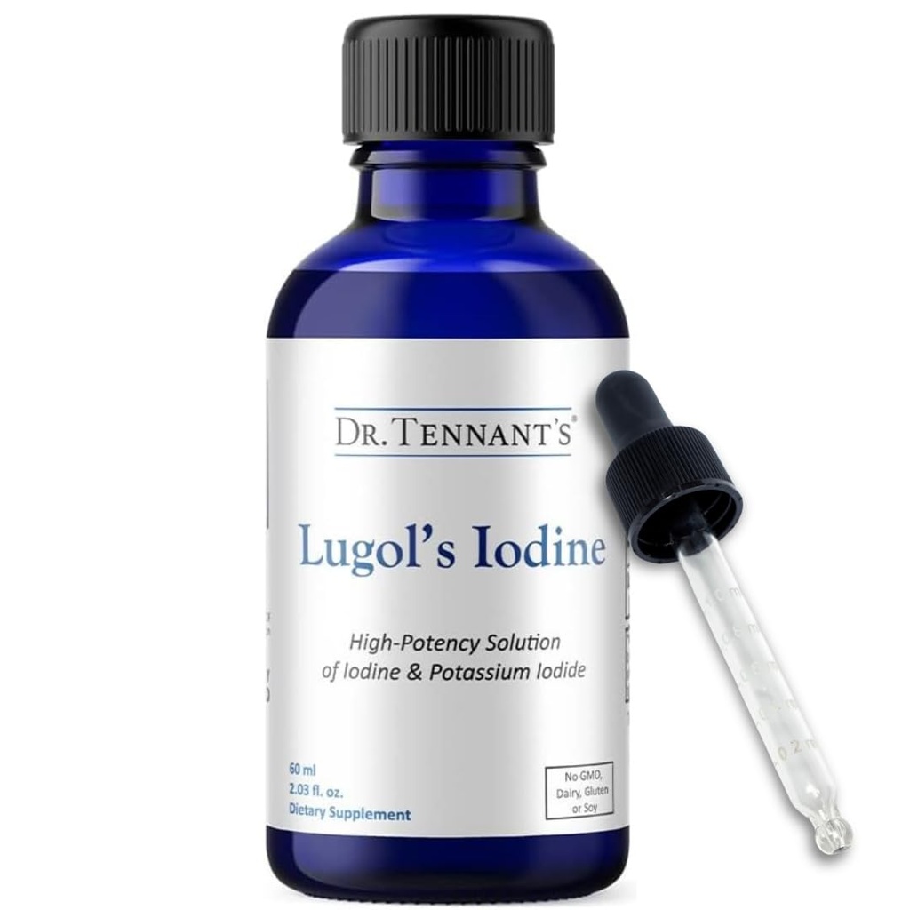 Dr Tennants flytande jod droppar 2 Fl Oz | Lugols lösning med kaliumjodid | Hjälper sköldkörtelfunktion, hormonbalans och immunhälsa