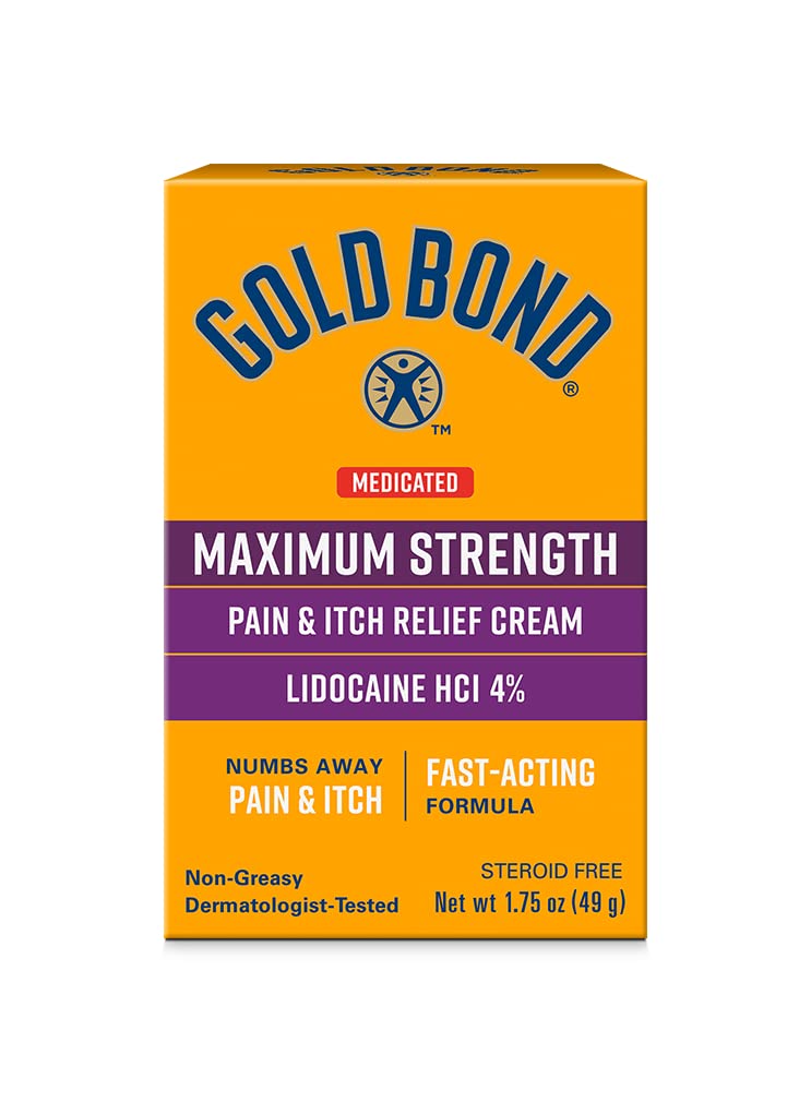 Gold Bond Medicated Maximum Strength Pain & Itch Relief Cream, 1,75 oz., med Lidocaine