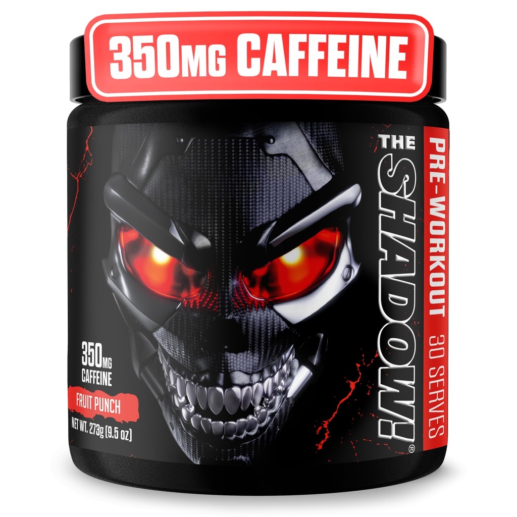 JNX SPORTS Skuggan! 350mg koffein hård kärnpreworkout - Fruit Punch 30 portioner | Elektrisk energi, mental fokus och övermänsklig styrka för män och kvinnor
