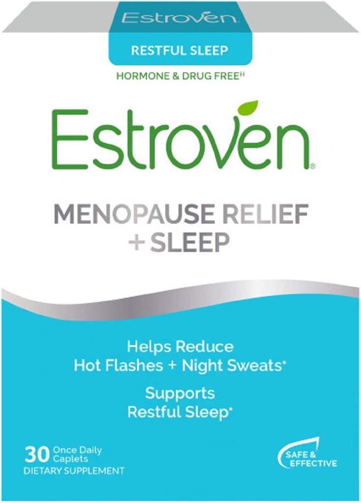 Estroven SLEEP COOL + CALM | Menopause Relief Dietary Supplement | Östrogen Free * | Hjälper till att minska heta blinkar och nattsvett* | 30 kapell