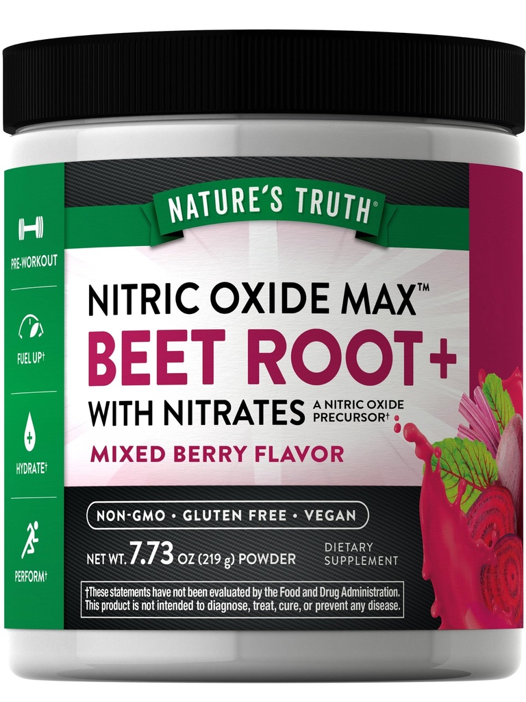 Naturens sanning Beet Root Powder | 7.73 oz | Nitric Oxide Supplement för män och kvinnor | Vegan, Non-GMO & Gluten Free Pre-Workout | Mixed Berry Flavor