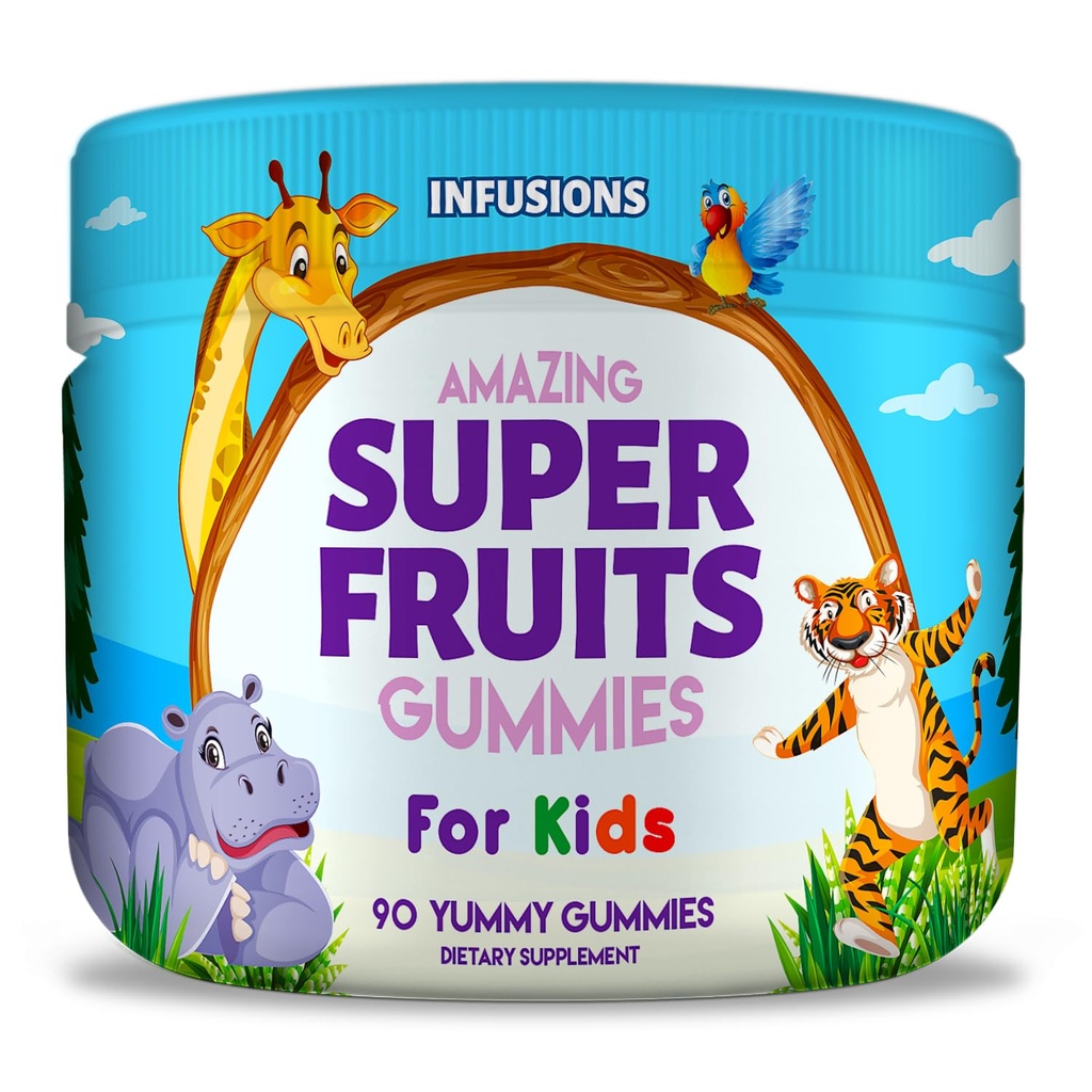 Infusioner Super Fruit Gummies för barn 90 greve Antioxidant Blend Soft och Delicious Vegan Friendly Gluten Free Non-GMO