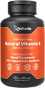 Naturalis Sunflower Vitamin E 268mg (400 IE) med blandade tokoferoler | Essential Skin Vitamin & Immune Support | Non-GMO, Soy & Gluten Free | 60 Softgels