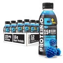 Protein2o 15g Whey Protein Isolate Hydration Drink Plus Energy & Focus, 350mg Electrolytes, 125mg koffein, sockerfri, blå hallon, 16,9 oz flaska (Pack av 12)