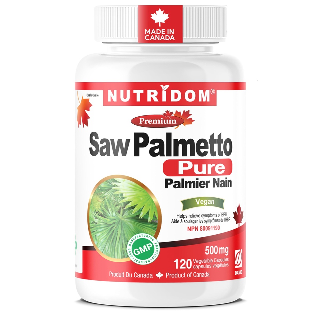 Nutridom Saw Palmetto 500mg, Non-GMO, Vegan, Gluten Free, Soy Free och Dairy Free (120 greve)