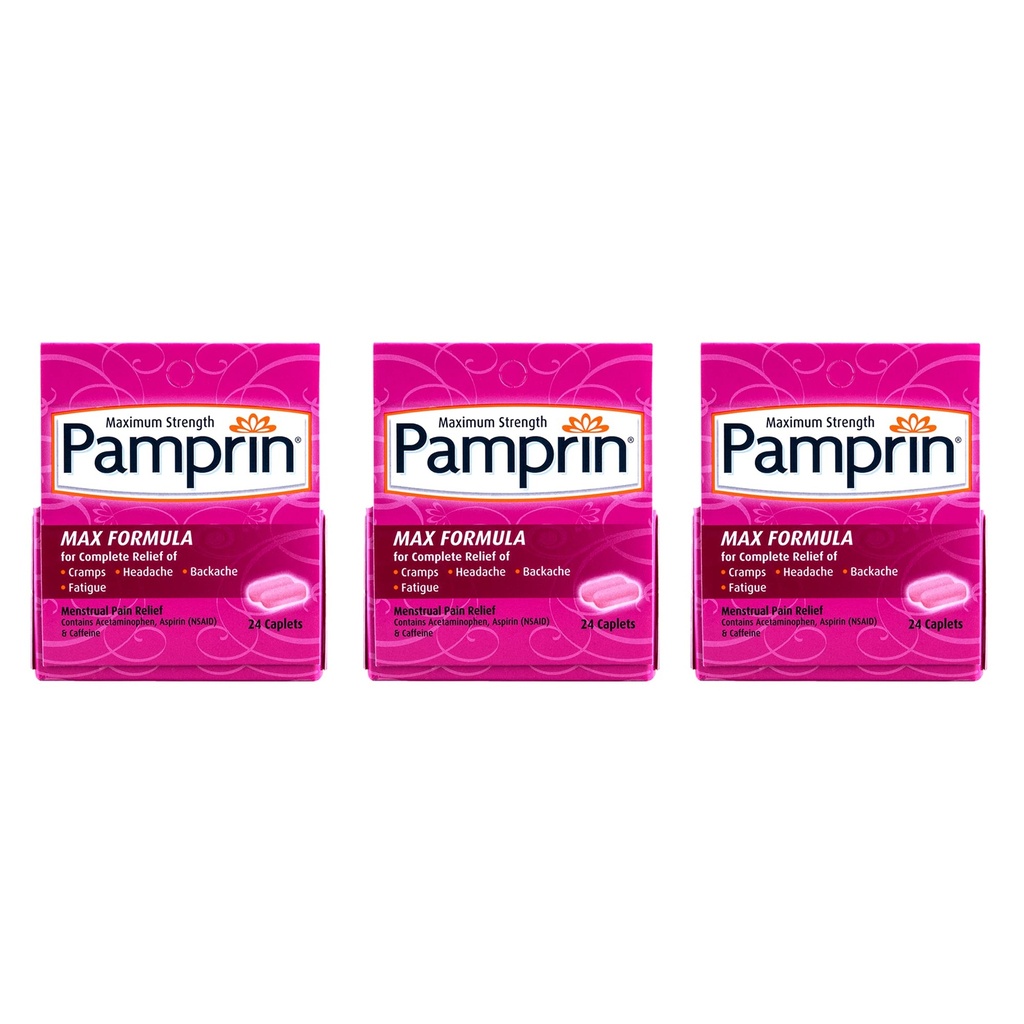 Pamprin Maximal Styrka Formel, 24 Caplets (Pack of 3)