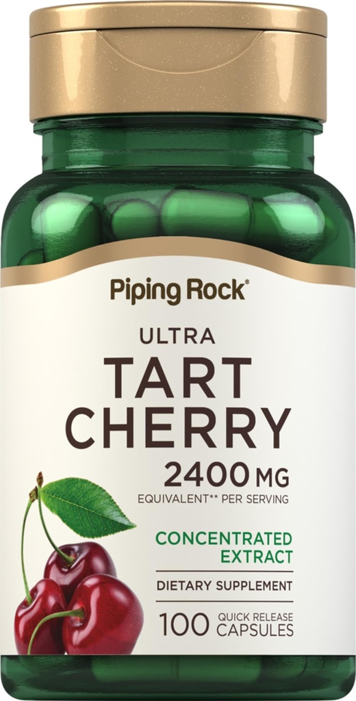 Piping Rock Tart Cherry Extract Capsules 2400 mg | 100 piller | Koncentrerad Juice Extract | Non-GMO, Gluten Free Supplement