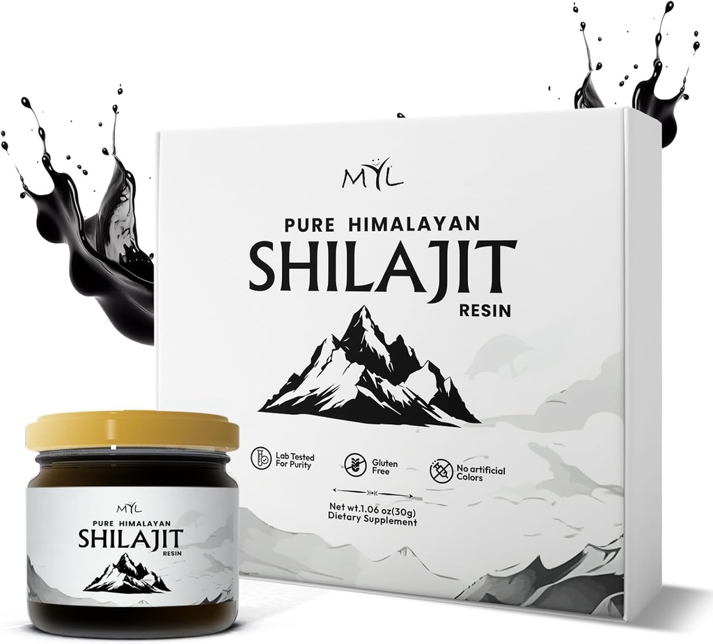 Shilajit Pure Himalayan Organic Shilajit Resin, Gold Grade för män och kvinnor, stöder energiproduktion och vitalitet med 85 + Trace Minerals & Fulvic Acid, 75 portioner, 2,5 månaders leverans.