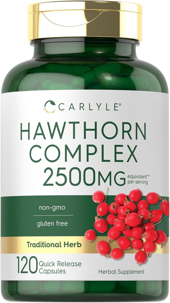Carlyle Hawthorn Berry Complex 2500mg Capsules | 120 greve | Extract Powder | för män och kvinnor | Non-GMO & Gluten Free Supplement