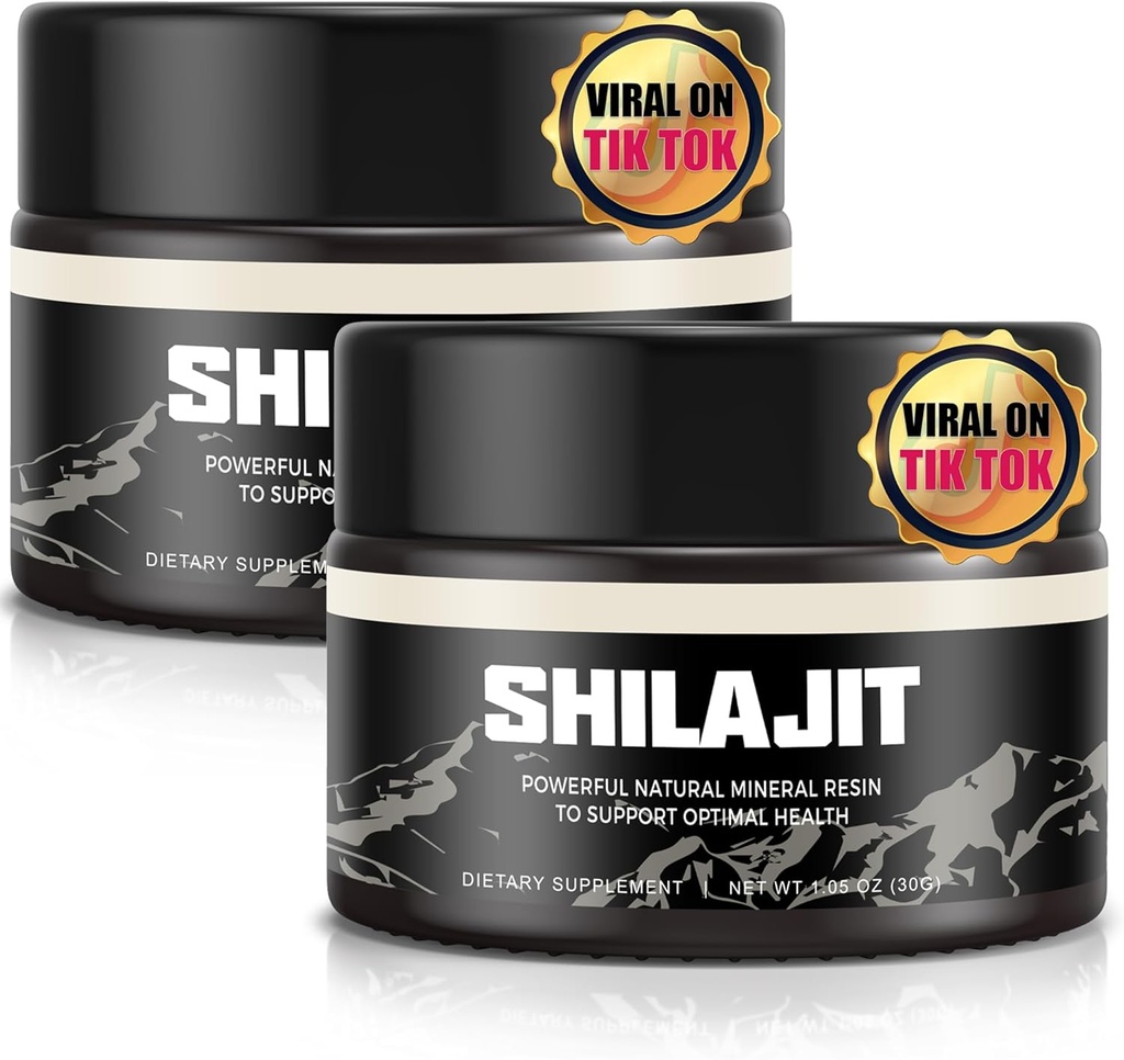 Shilajit Pure Himalayan Organic Shilajit Resin - Gold Grade 100% Shilajit Supplement - Natural Shilajit Resin med 85 + Trace Minerals & Fulvic Acid för fokus och energi, immunitet, 2 * 30