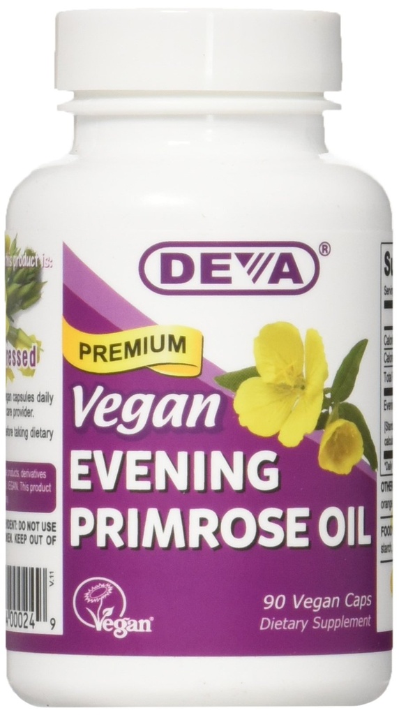 Deva Vegan Vitamins Evening Primrose Oil Vcap, 90 greve