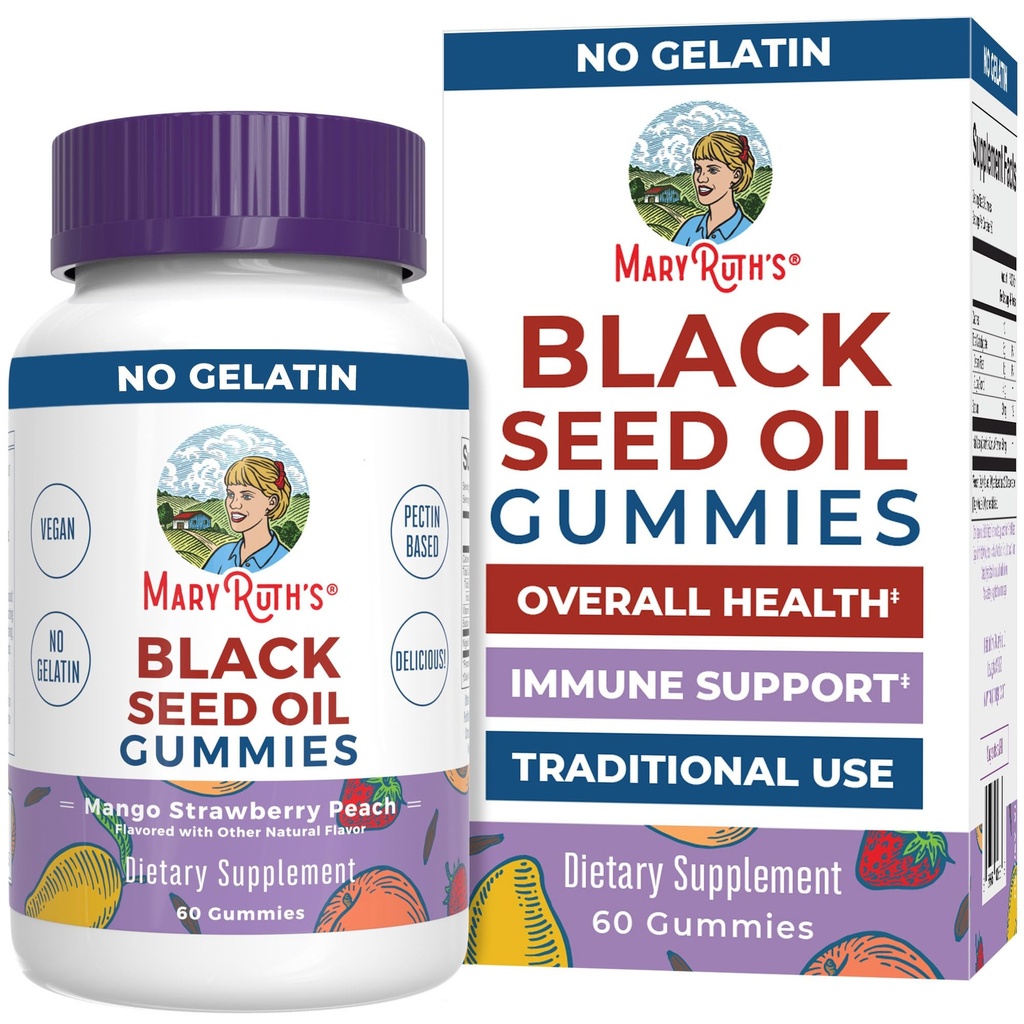 MaryRuth Organics Black Seed Oil Gummies | Black Cumin Seed Oil Supplement | Traditionally Used for Immune Support & Cardiovascular Health | Vegan | No Gelatin | Pectin Based | 60 Gummies