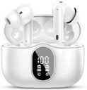 Btootos Wireless Earbuds Bluetooth 5.4 Headphones Bass Stereo Ear Buds med buller Avbryt Mic LED Display i hörlurar IP7 Vattentät 36H Playtime för Laptop Pad Phones Sports Workout White