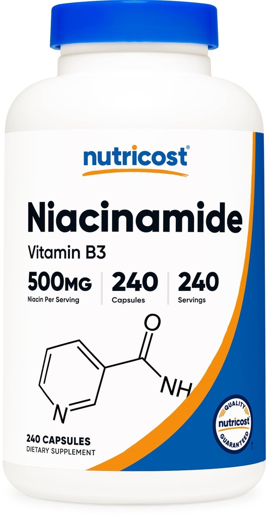 Nutricost Niacinamide (Vitamin B3) 500mg, 240 Capsules, Flush Free