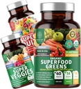 Number One Nutrition N1N Premium Superfood Greens [28 Kraftfulla ingredienser] och Super Fruits & Veggies Supplement [40 Whole Foods] - Fullständig Superfood Bundle, 2 Pack