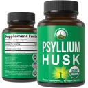 Peak Performance USDA Organic Psyllium Husk Vegan Capsules Made with Seed - Fiber Supplement for Gut - Digestive Prebiotics - for Digestion and Roughage Without Bloating - Vegan, Gluten-Free Pills