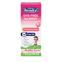 Barns Benadryl Dye-Free Allergy Relief Liquid + 12,5 mg Diphenhydramine HCl, Antihistamin Allergy Medicine för barn hjälper till att lindra Runny Nose & Sneezing, Bubble Gum Flavor, 4 fl. oz