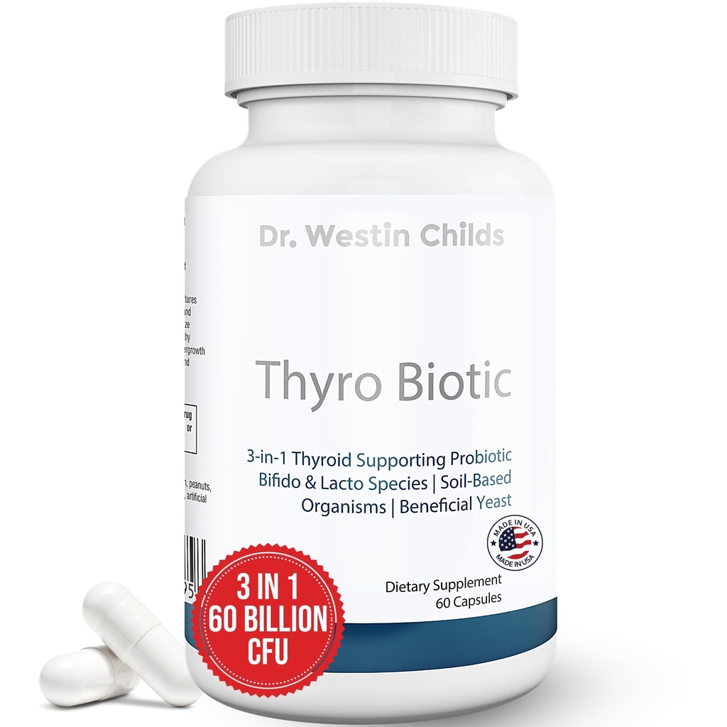 Dr Westin Childs Thyro Biotic | Probiotic för kvinnor - Stöd Thyroid, Digestive Health & Hormones | Saccharomyces boulardii, Bacillus koagulans, lactobacillus & bifido 60 miljarder CFU | 30 portioner