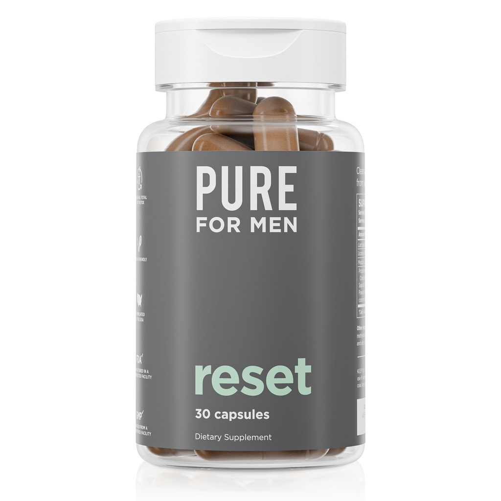 Rena för Män Detox Supplement, Återställ | Främjar Digestive & Gut Health, hjälper till att ta bort gifter och stöder immunsystem, Colon Cleanse | 30 kapslar