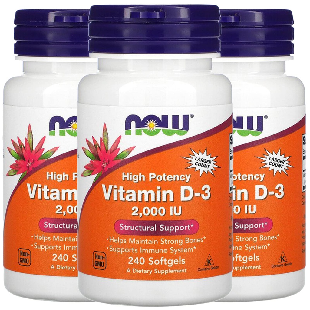 Nu livsmedel nu livsmedel vitamin D-3, 50 mcg (2 000 IE), 240 Softgels, 3 Pack
