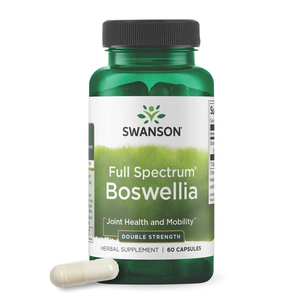 Swanson Double Strength Boswellia Serrata Ayurvedic Joint Supplement för aktiva vuxna som söker flexibilitet och mobilitetsstöd - 800 mg (60 kapslar)