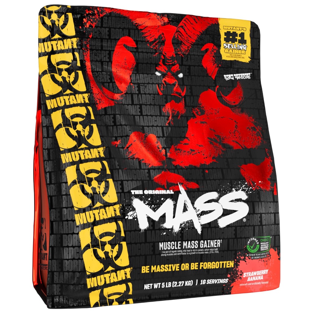 Mutant Mass | Vikt Mass Gainer Protein Powder - hög kaloriproteinpulver för massvinst - Strawberry Banana - 5 pund