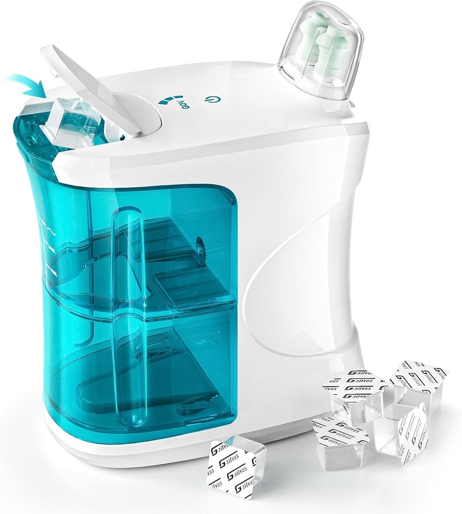 Dual Powered Nasal Irrigation System,Self-Cleaning och Automatic Waste Collection Machine,Sinus Rinse för olika Nasal Symptom Relief, näsrengöringsmaskin med 18 Saline Capsules