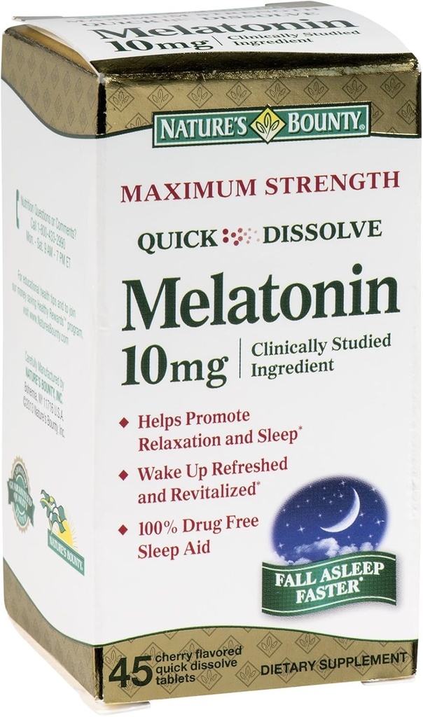 Naturens Bounty Melatonin 10 mg Snabbupplöst tabletter 45 ea (Pack of 3)