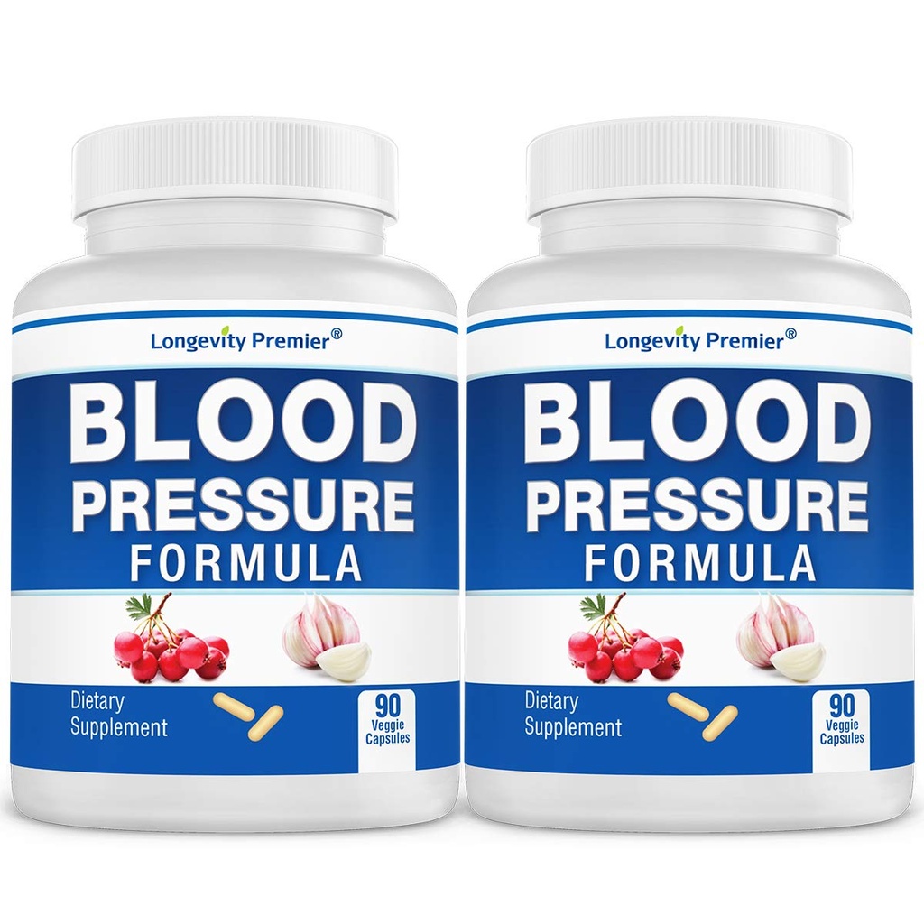 [2-Bottle Value Pack] Longevity Blood Pressure Formel - vetenskapligt formulerad med Hawthorn & 12 + Alla naturliga örter